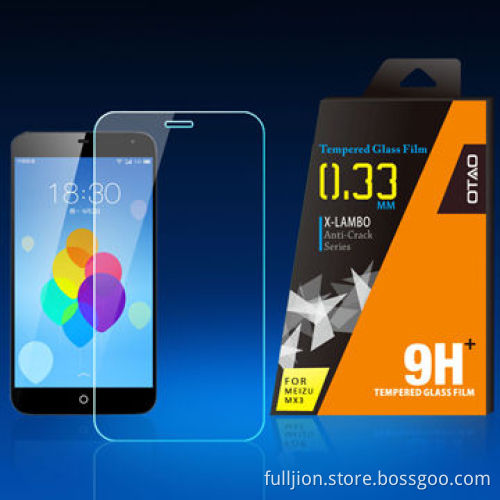 0.33mm Round angle tempered glass screen protector for MEIZU MX3, with the best factory price